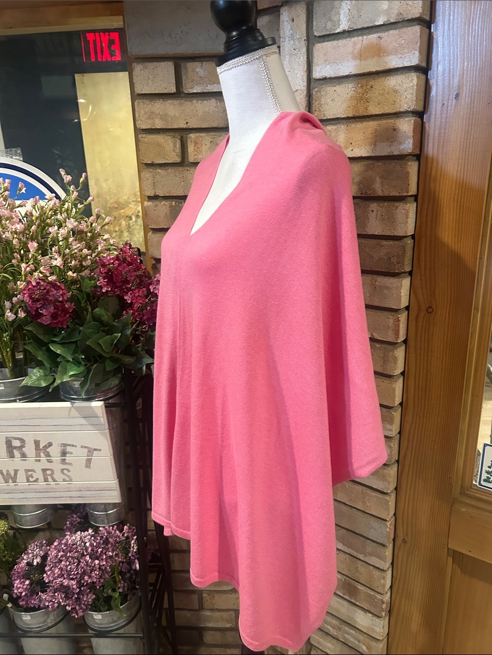 NWT Hot Pink Draped Cashmere Topper